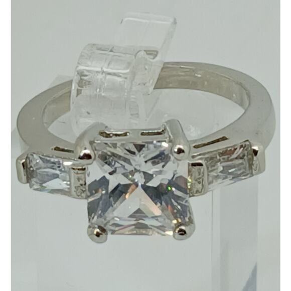 3.5 CT Vintage Princess Cut CZ Engagement Ring Silver Tone White Gold GP Size 10 - Picture 16 of 16